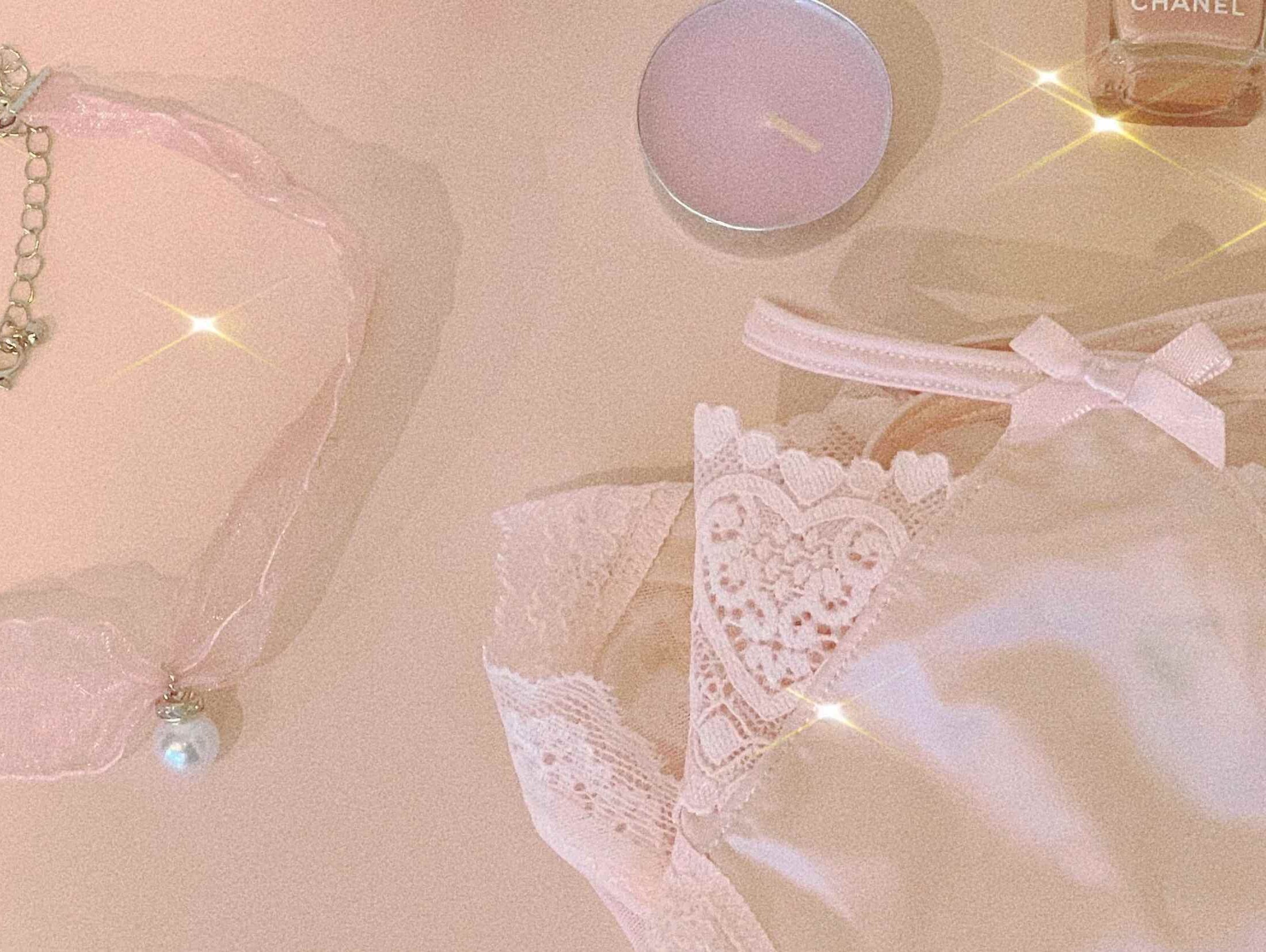 pink nail, panty, choker and other little things