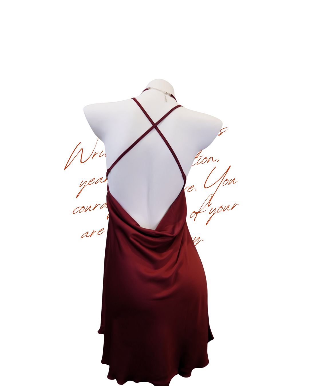 fairy berry Red dress on a mannequin with a white background