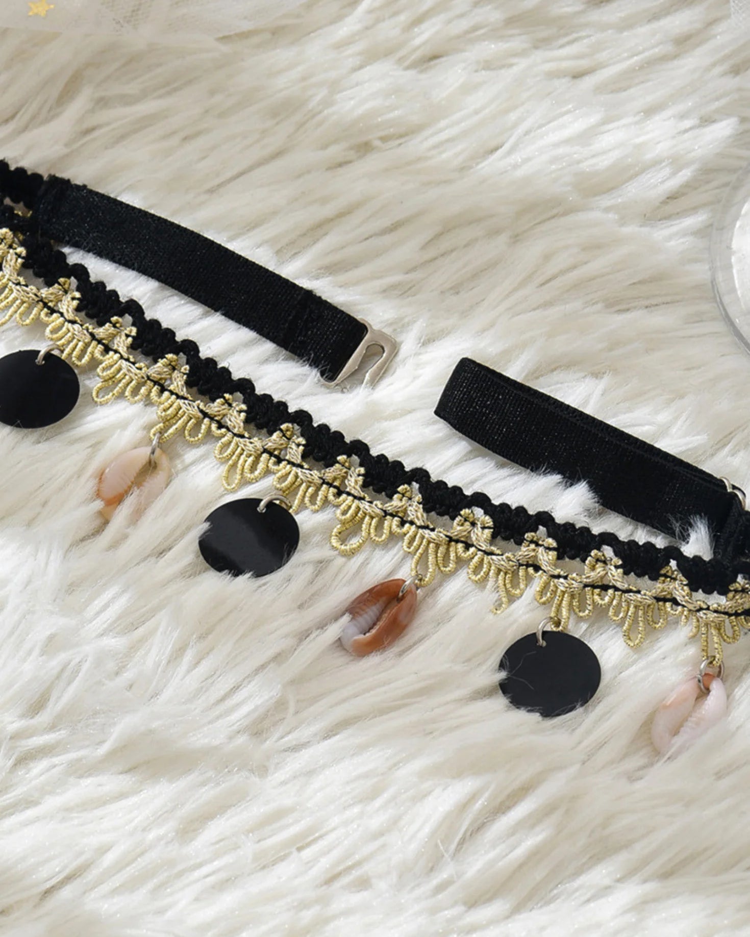 Black Lace Choker with cute Shell Pendants