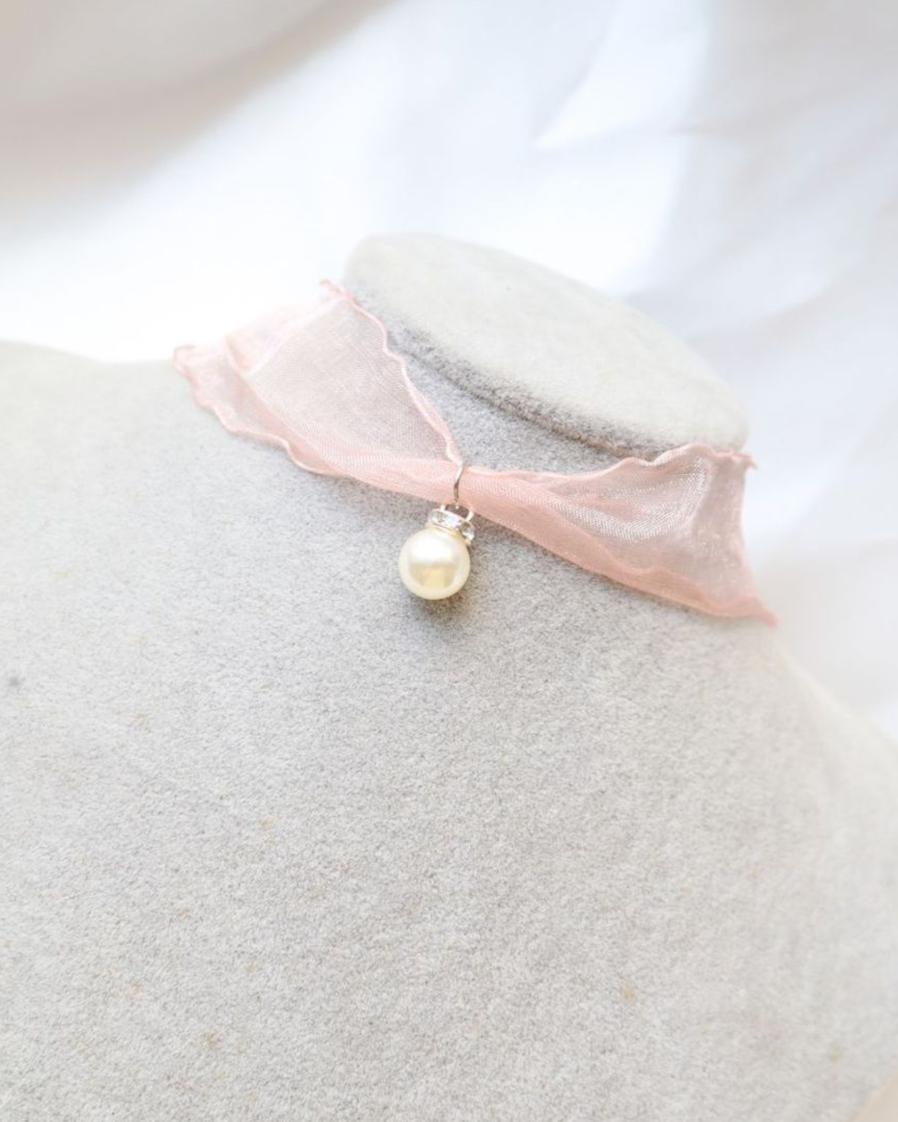 Rosewater Ribbon pink Choker