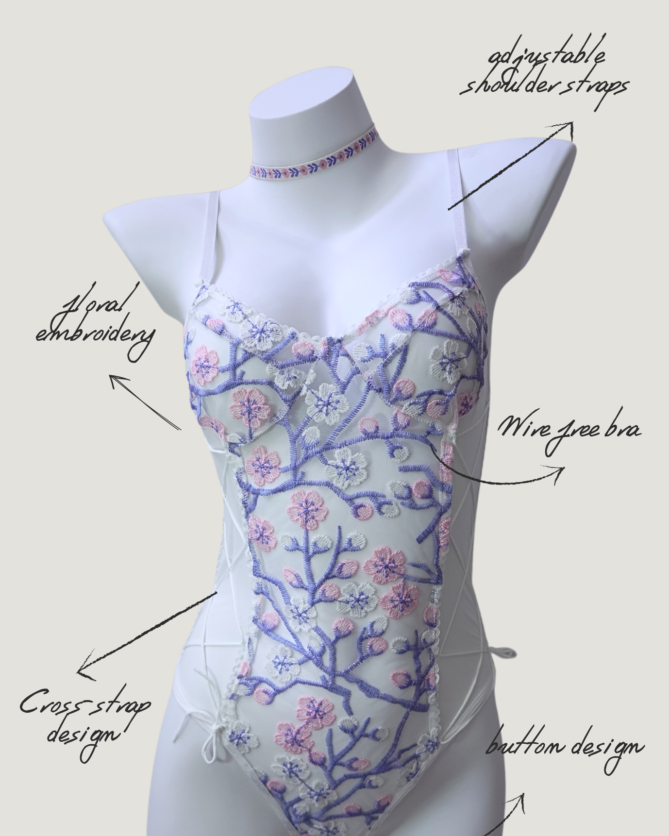 FairyBerry sexy Teddy vintage bodysuit with Garden Grace Choker