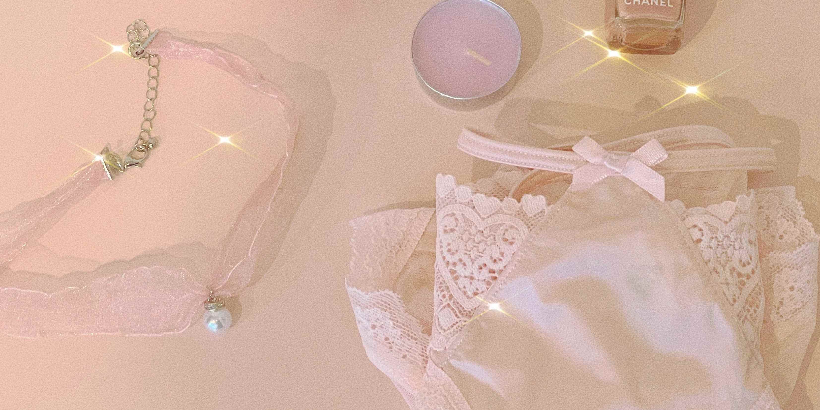 pink nail, panty, choker and other little things