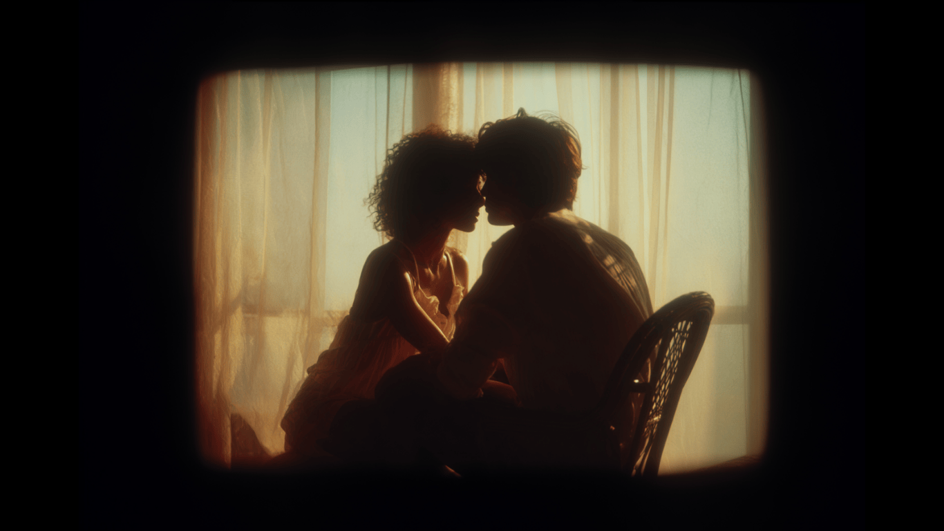 Silhouettes of a couple sitting together in warm light, gently embracing — a visual expression of The Tender Science of Sensuality: Between Self-Love and Being Loved, capturing intimacy, softness, and emotional connection.