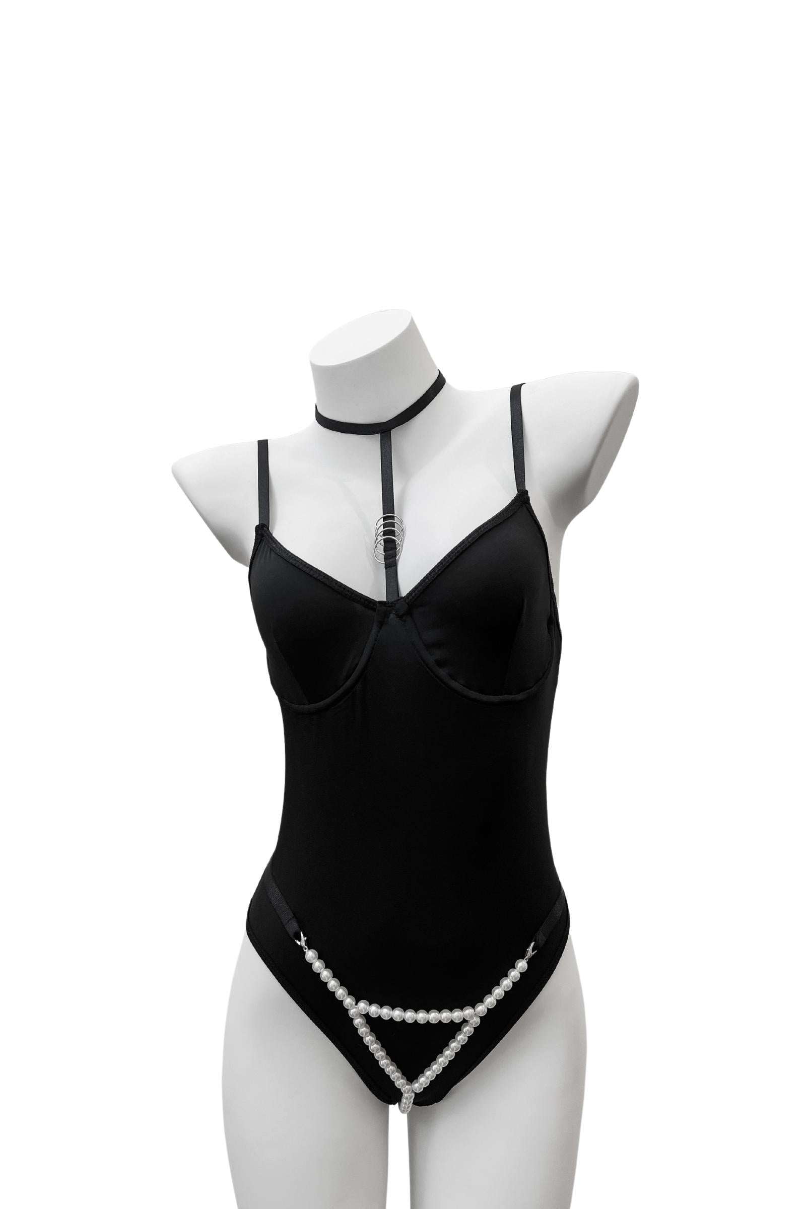 Black Moonlock Bodysuit with sassy thong