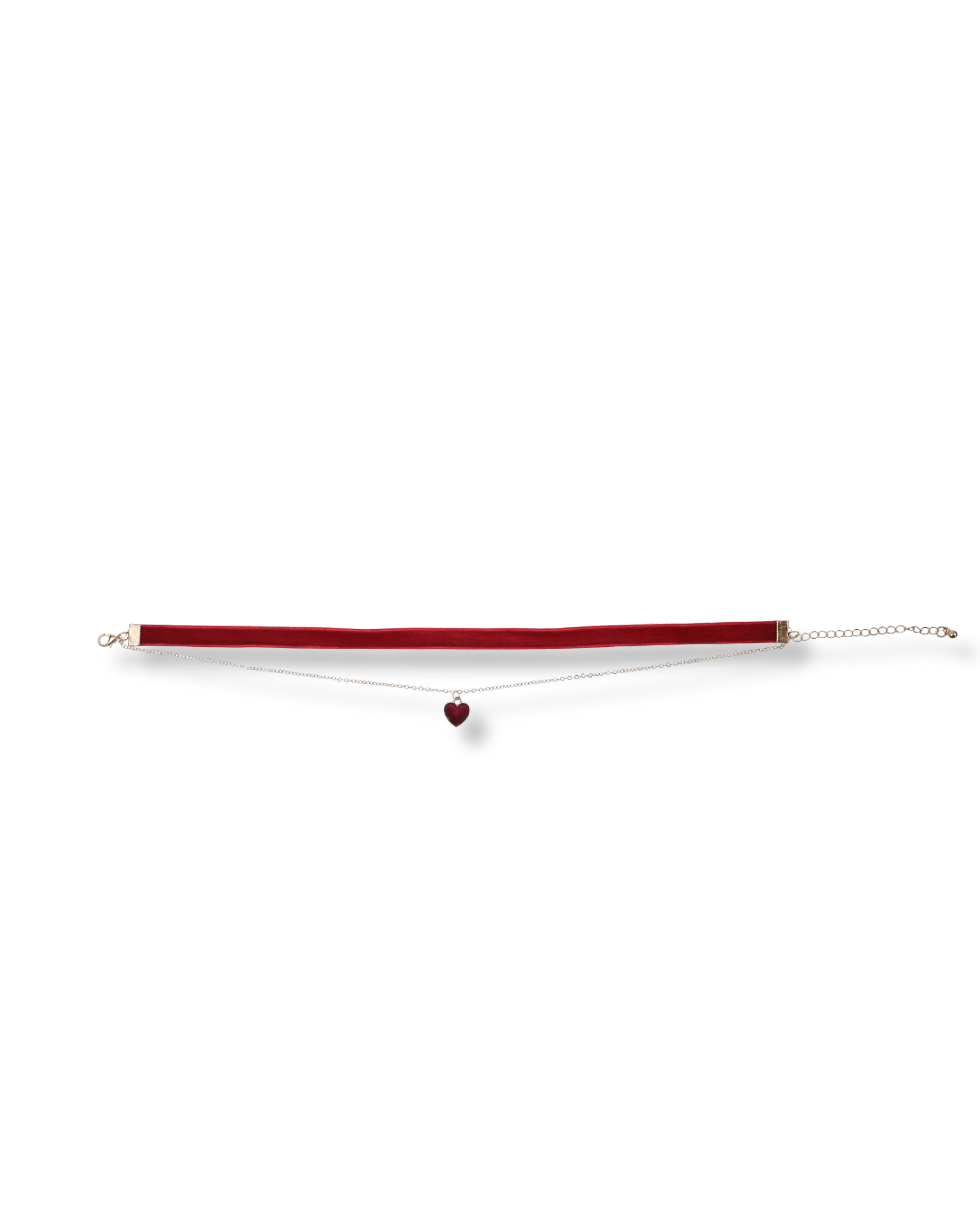 Red belt with a heart-shaped pendant on a white background
