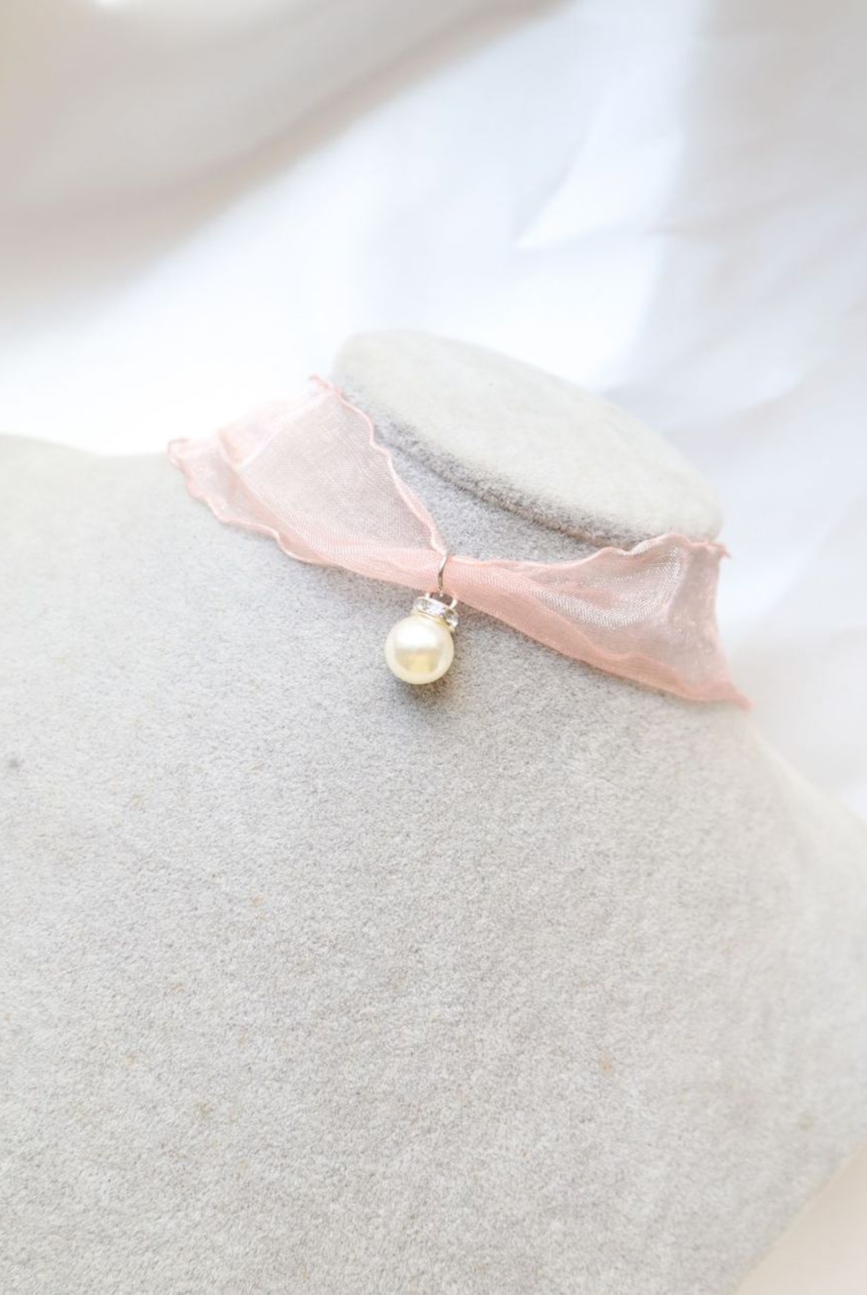 Rosewater Ribbon pink Choker