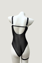 back view of sexy black teddy lingerie