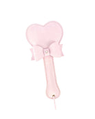 Pink heart-shaped paddle with a bow and crystal detail on a white backgroud
