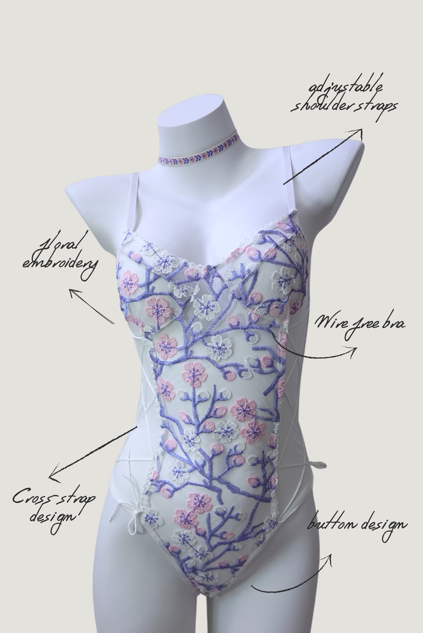 FairyBerry sexy Teddy vintage bodysuit with Garden Grace Choker